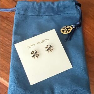 Tory Burch Gold Logo Stud Earrings